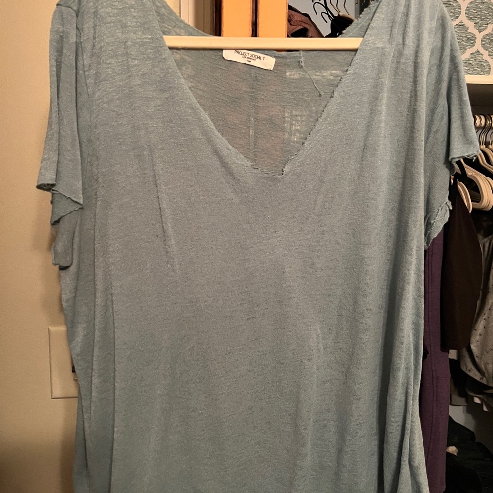 Project Social T Soft Blue V-Neck Tee